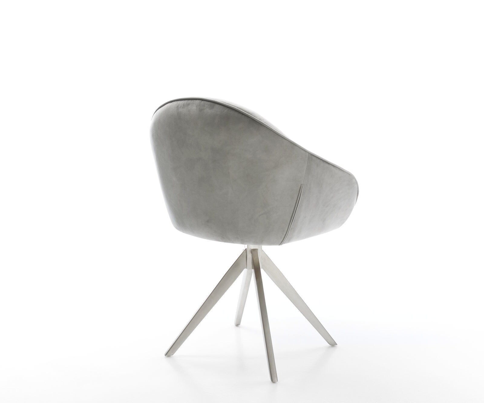 Chaise-de-salle-à-manger Gaio-Flex velours gris pied croisé angulaire acier inoxydable brossé 4