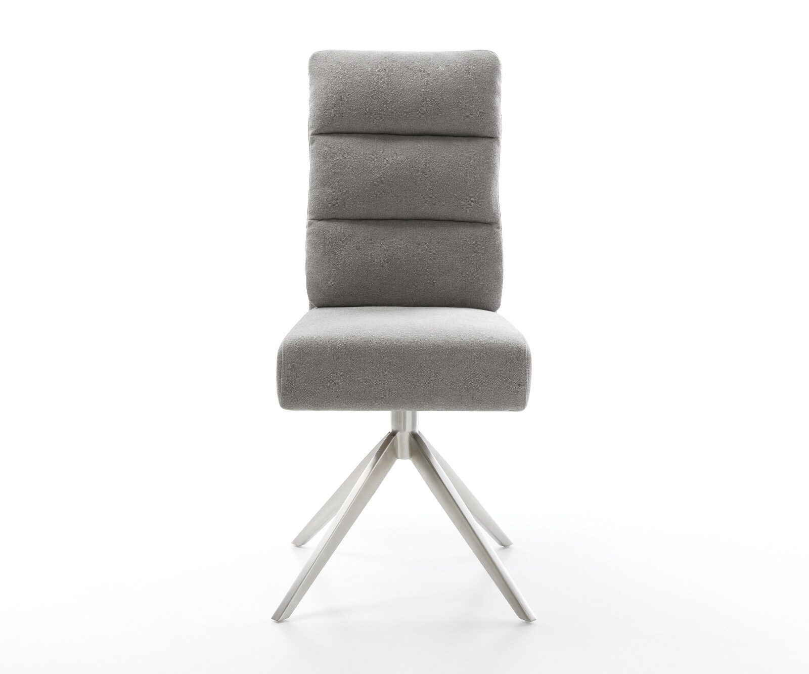 Drehstuhl Pela-Flex Strukturstoff Soft Grau Kreuzgestell breit Edelstahl 360° drehbar Wippfunktion Taschenfederkern 1