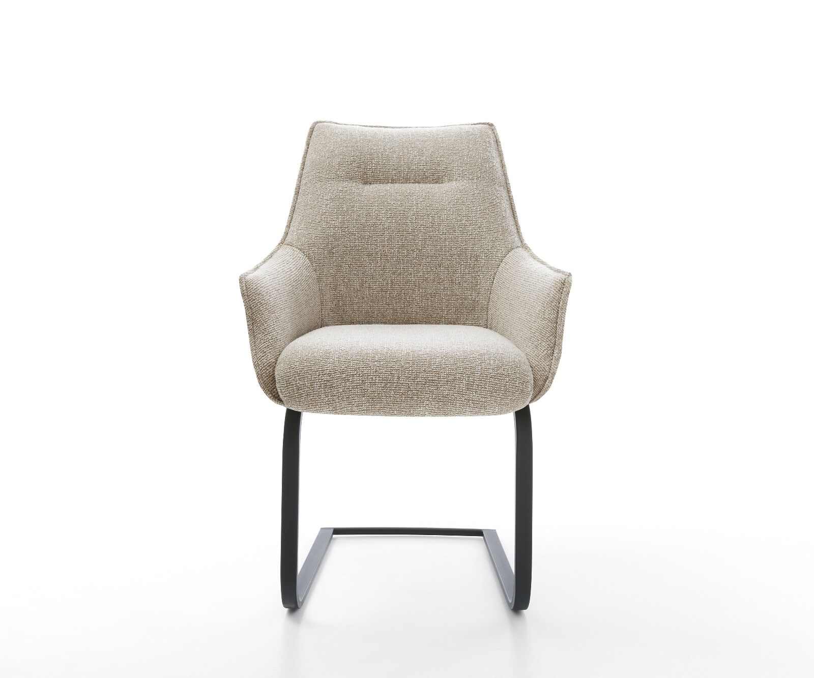 Freischwinger Alja-Flex mit Armlehnen Webstoff Soft Beige Freischwinger flach Schwarz Taschenfederkern 1