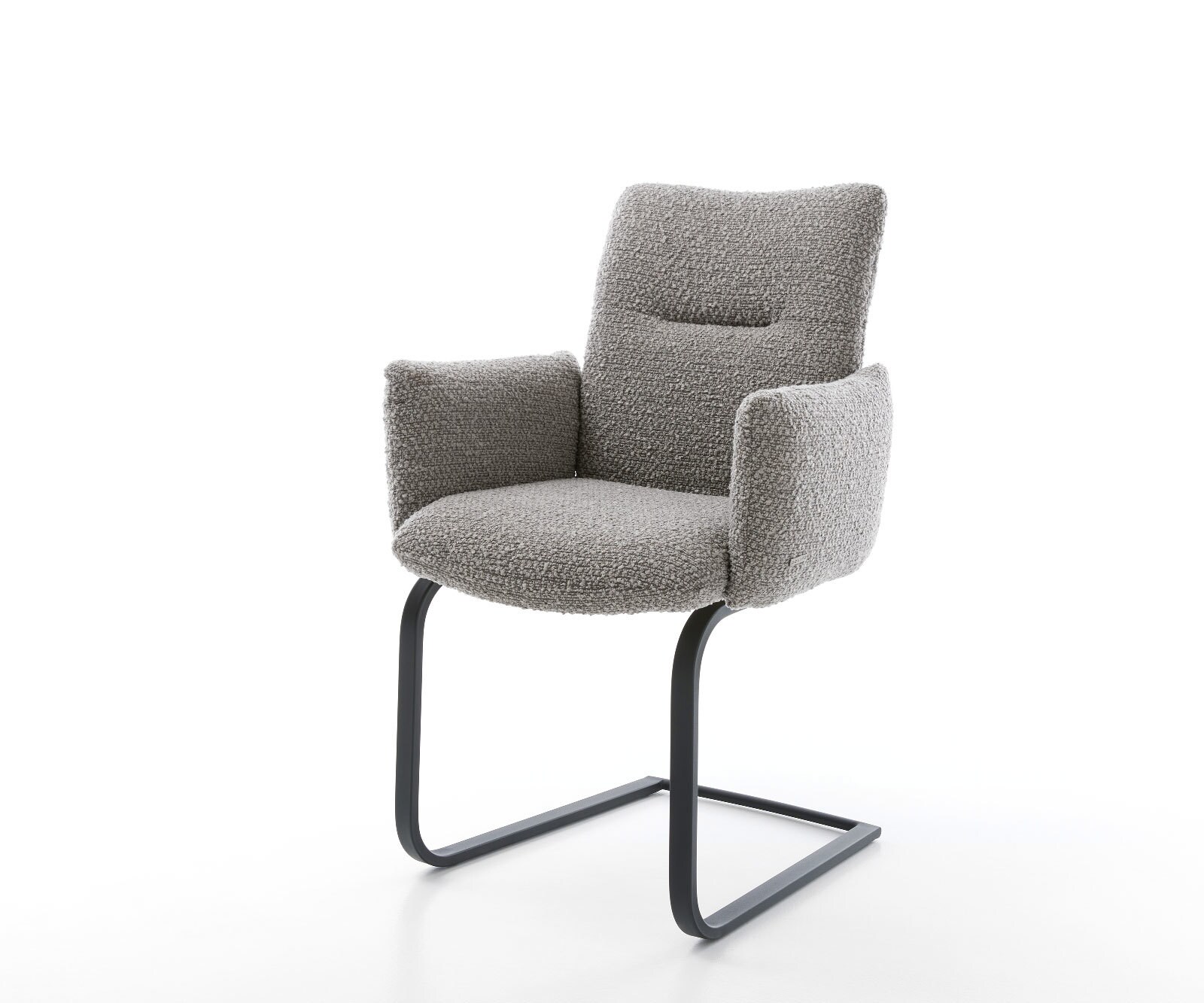 Chaise-pivotante Jova-Flex avec accoudoirs cuir de vache noir pied croisé large acier inoxydable ressorts ensachés pivote sur 360° 5