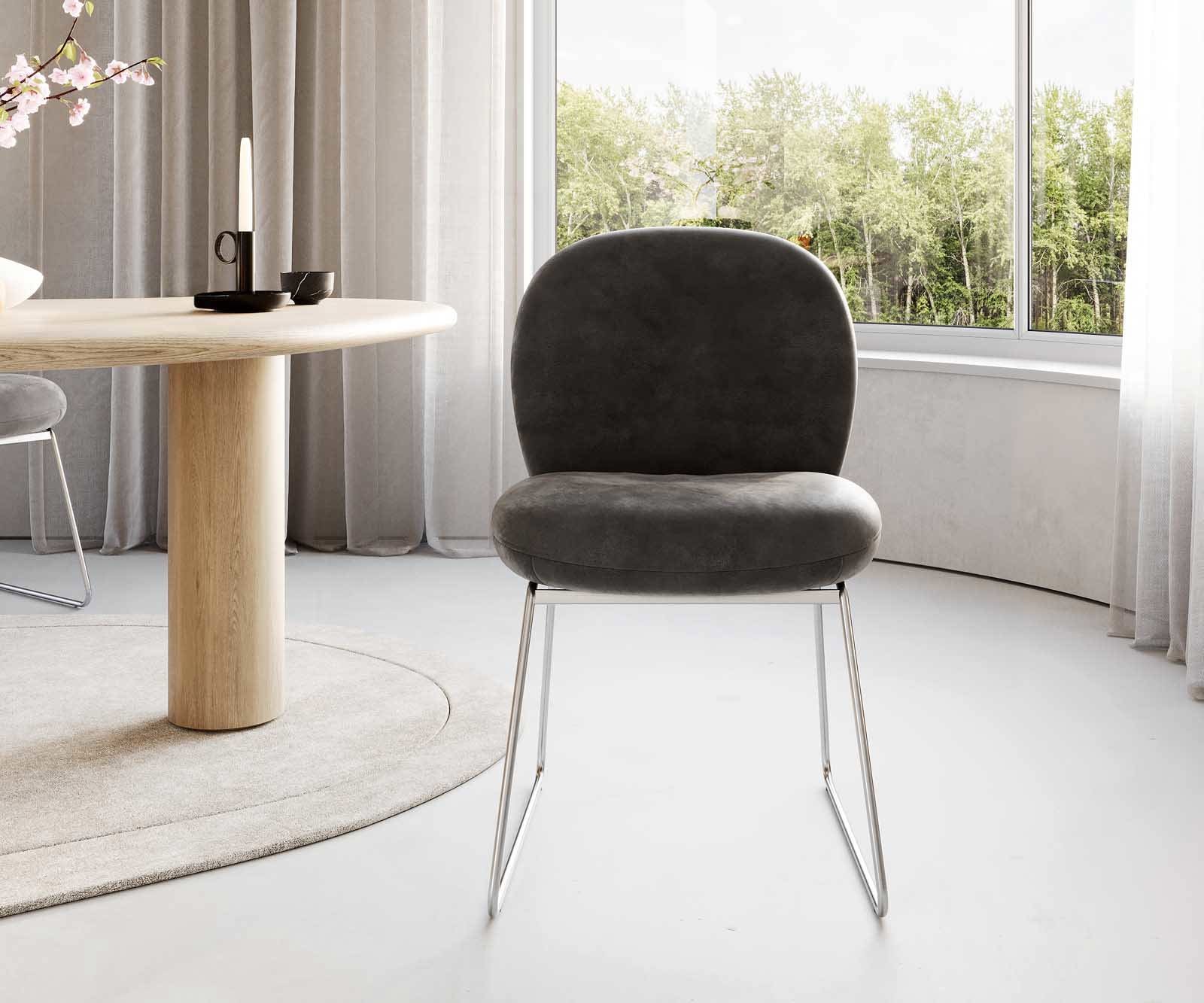 Esszimmerstuhl Nube-Flex Mikrofaser Anthrazit Vintage Kufengestell Edelstahl Taschenfederkern 1 Esszimmerstuhl Nube-Flex Mikrofaser Anthrazit Vintage Kufengestell Edelstahl Taschenfederkern 1