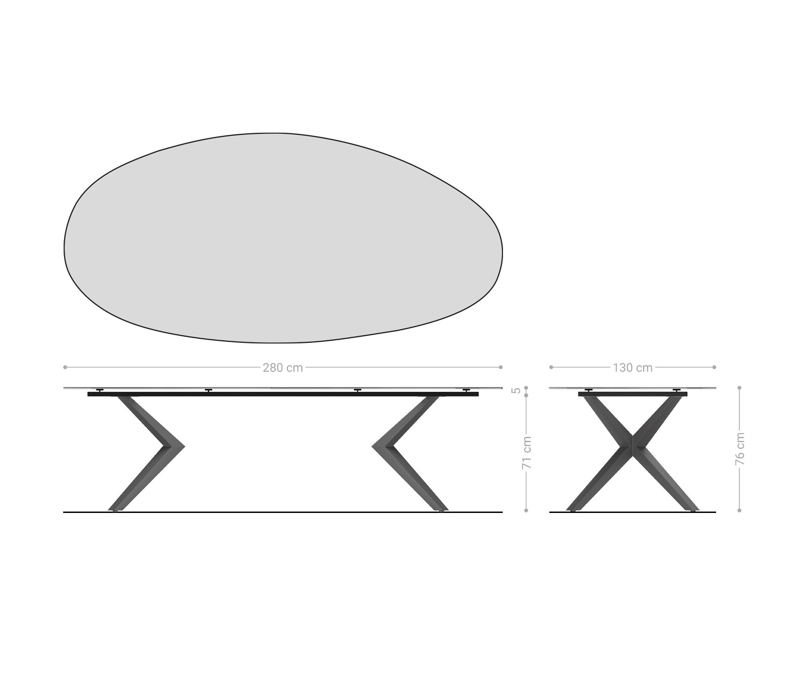Table à manger Edge Ovale 280x130 Céramique Laminam® Sabbia Couleur chêne Zenthara anguleux Métal Noir 6
