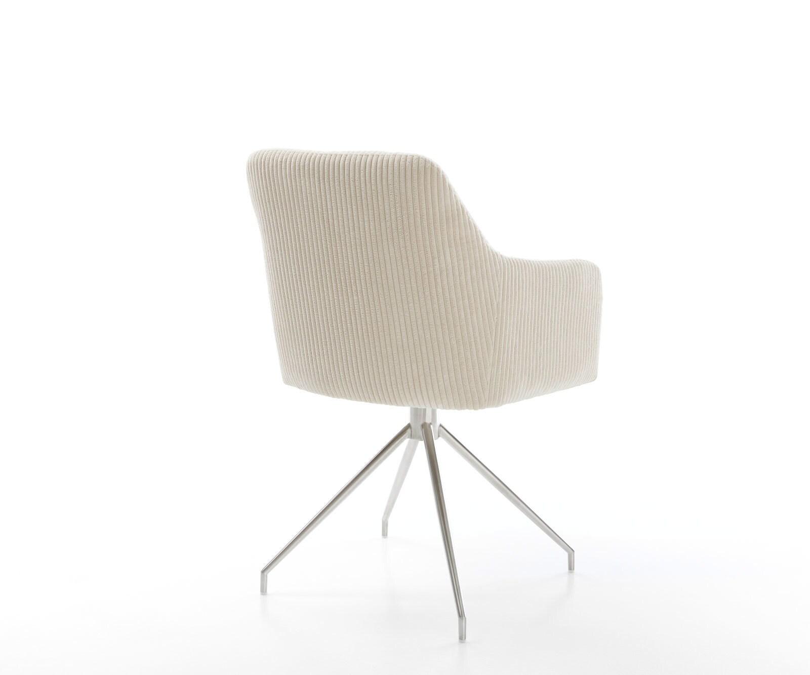 Chaise-de-salle-à-manger Greg-Flex côtelé beige vintage pied croisé conique acier inoxydable brossé ressorts ensachés 4