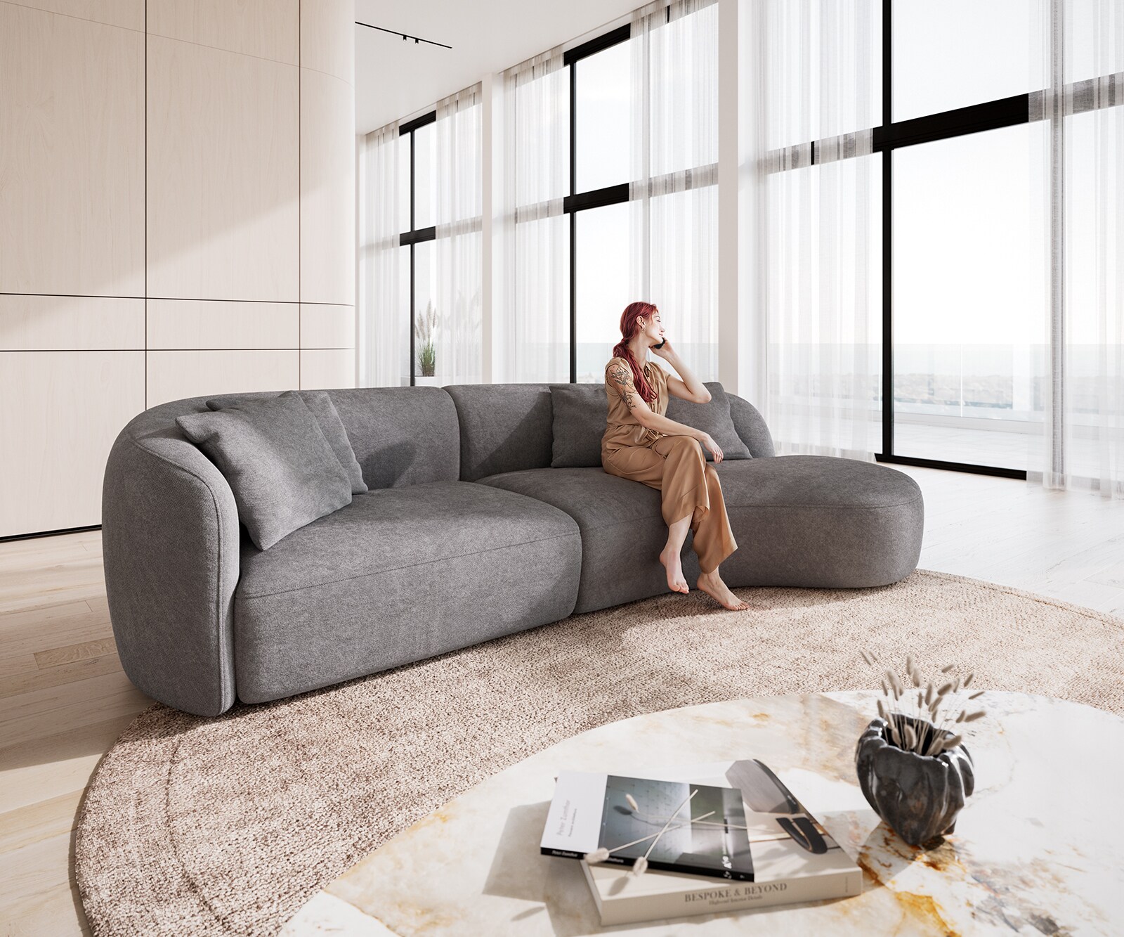Sofa Mairi 330x160 cm Mikrofaser Grau 3