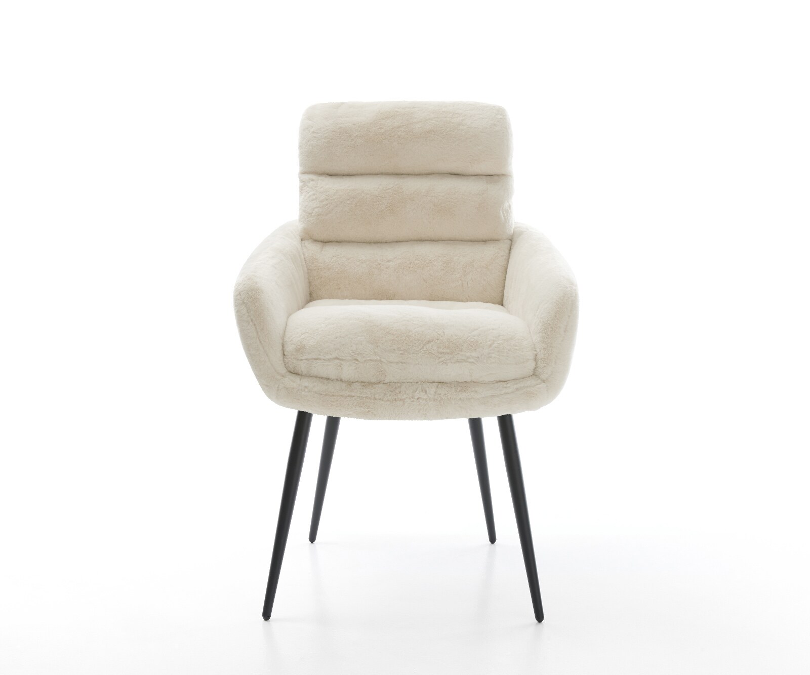 Esszimmerstuhl Abelia-Flex mit Armlehnen Plüsch Creme-Weiß 4-Fuß konisch Schwarz 2