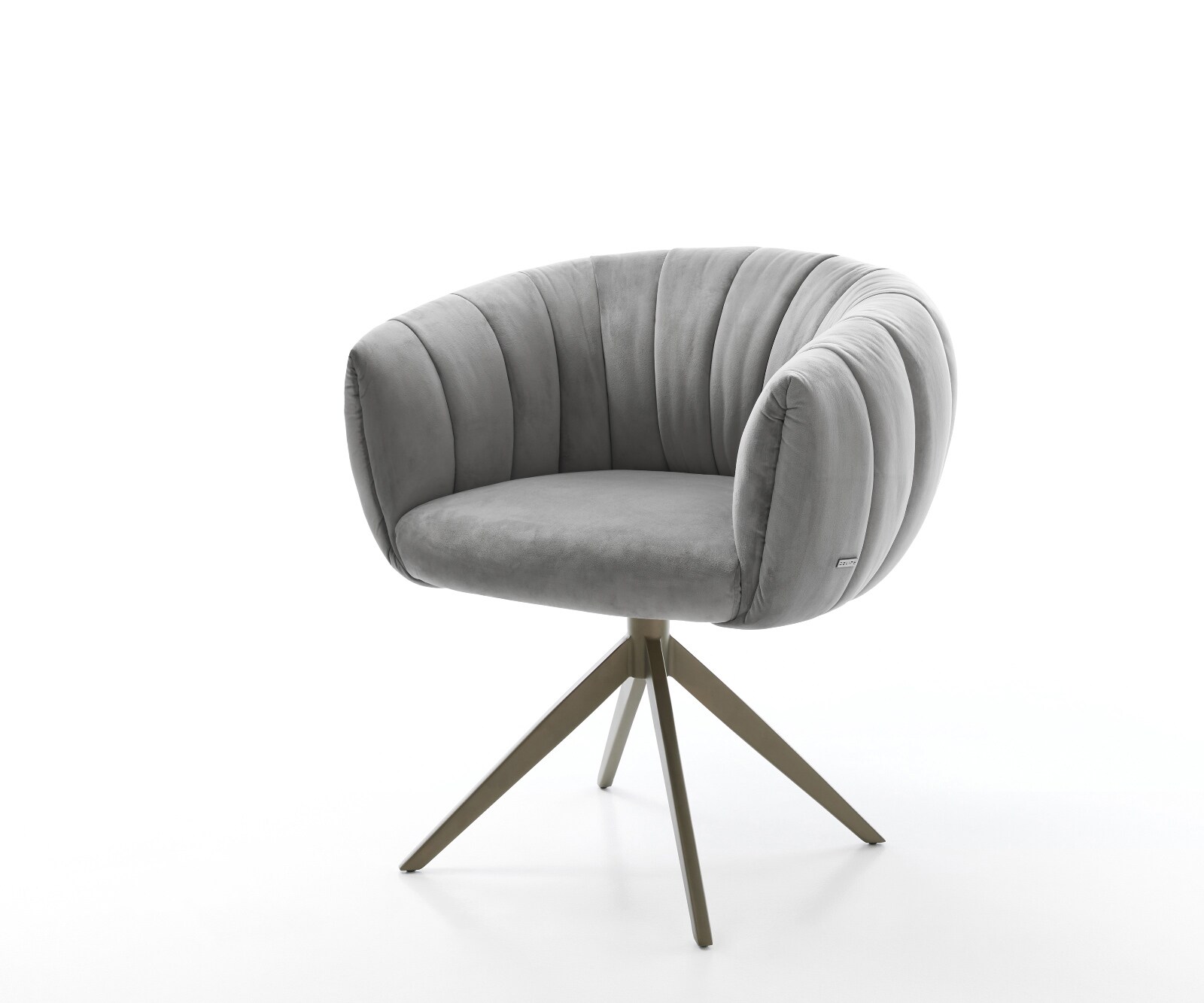 Chaise-pivotante Jada-Flex velours gris pied croisé large aspect titane pivotement sur 360° fonction bascule ressorts ensachés
