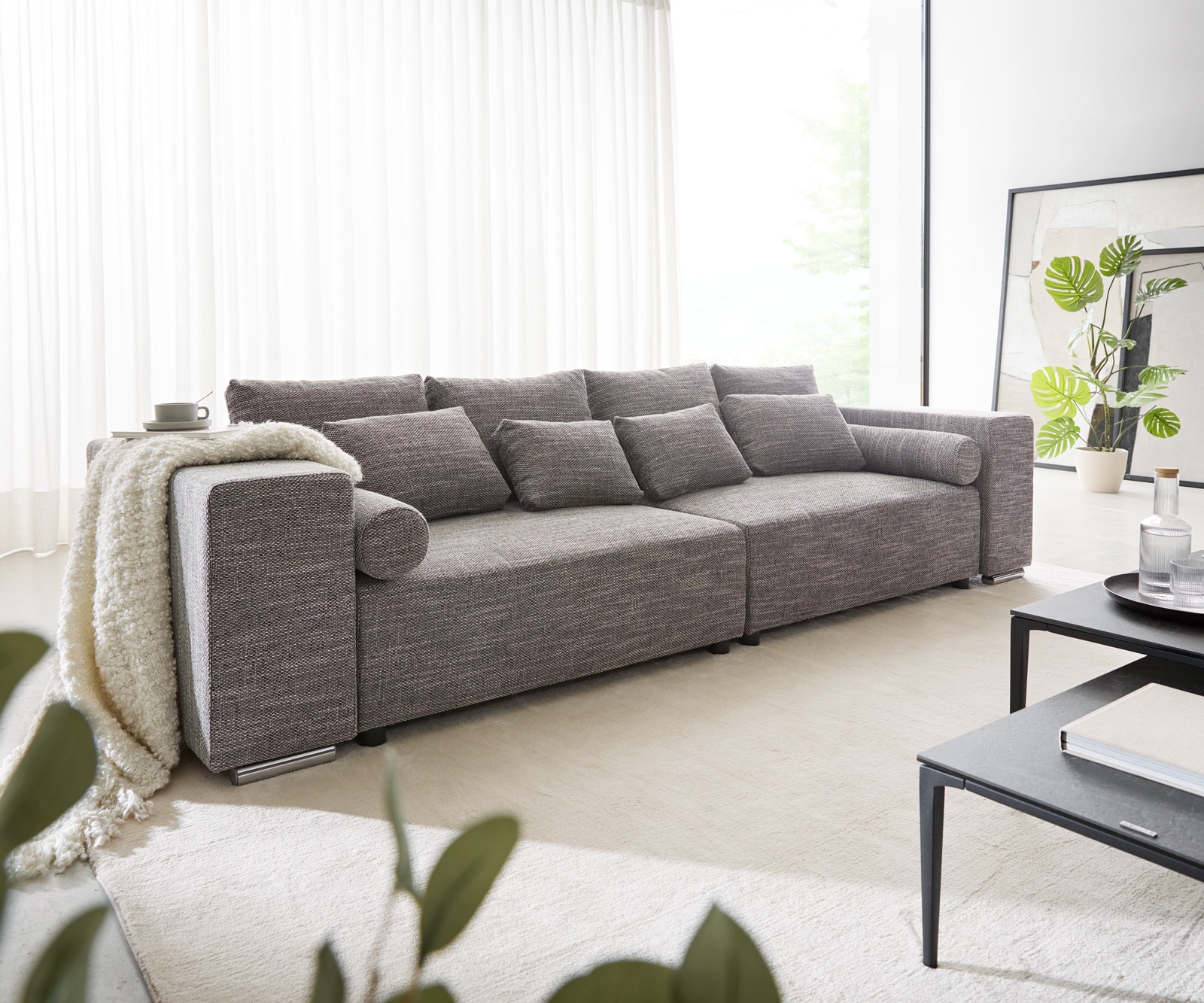 Big-Sofa Marbeya 290x110 cm Hellgrau mit Schlaffunktion Big-Sofa Marbeya 290x110 cm Hellgrau mit Schlaffunktion