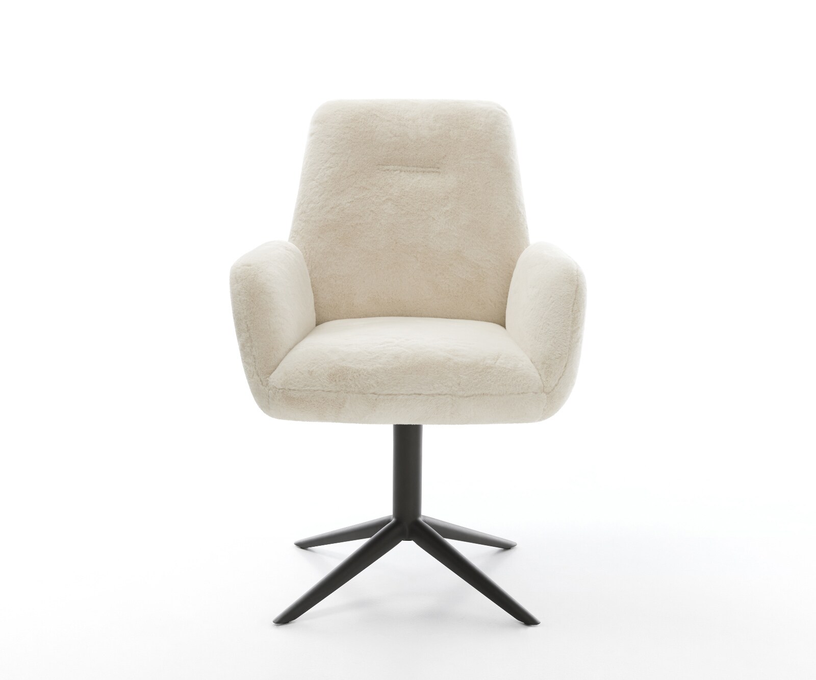 Chaise-pivotante Zoa-Flex peluche crème-blanc pied de chaise 4 branches noir pivotement sur 360° fonction bascule resorts ensachés 1