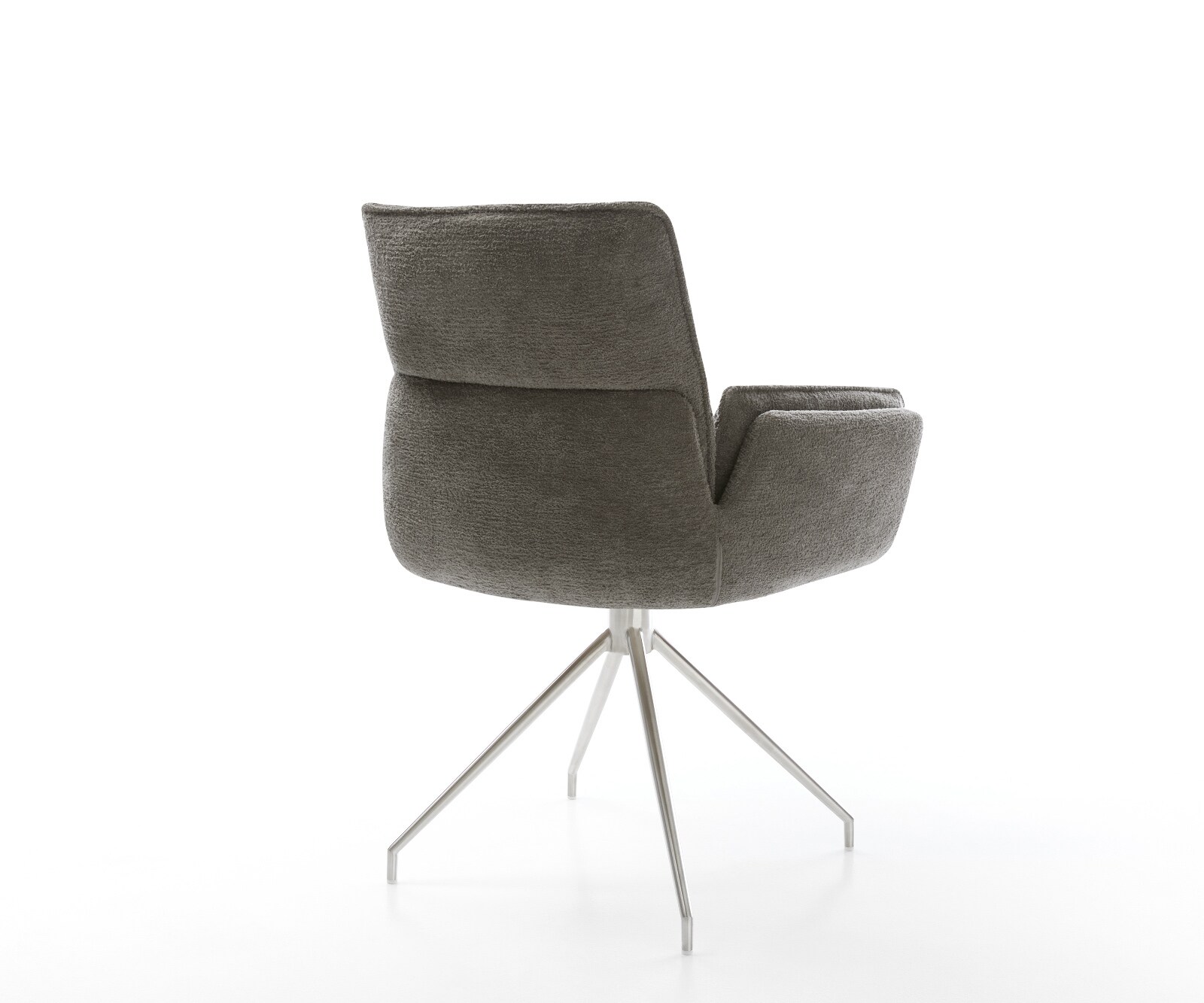 Esszimmerstuhl Nela-Flex Bouclé Soft Schlamm Kreuzgestell konisch Edelstahl 4