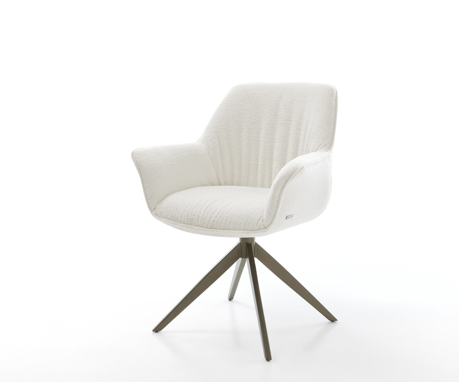 Drehstuhl Keila-Flex mit Armlehnen Bouclé Soft Beige Kreuzgestell breit Effektfinish Titan 360° drehbar Wippfunktion 1