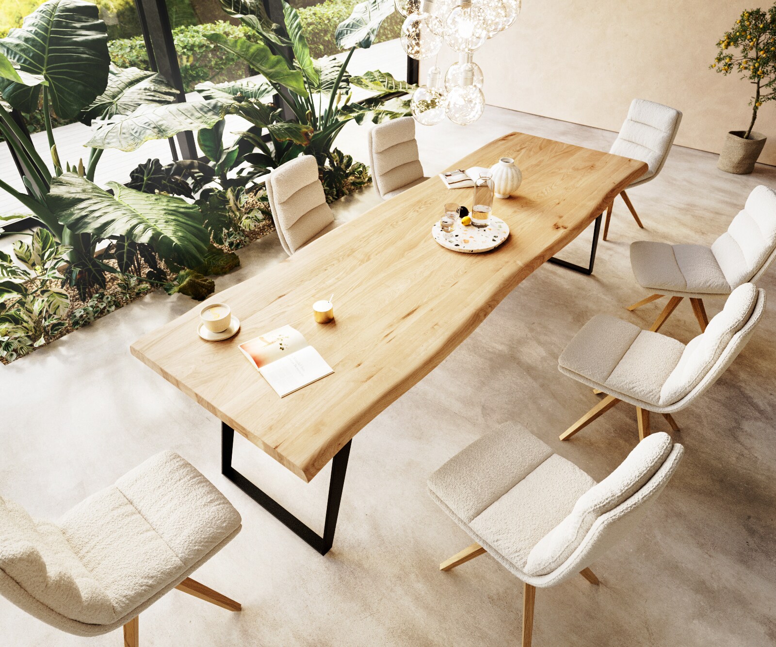 Esstisch Edge 300x100 Eiche Natur Metall Schräg Schwarz Live-Edge 1 Esstisch Edge 300x100 Eiche Natur Metall Schräg Schwarz Live-Edge 1