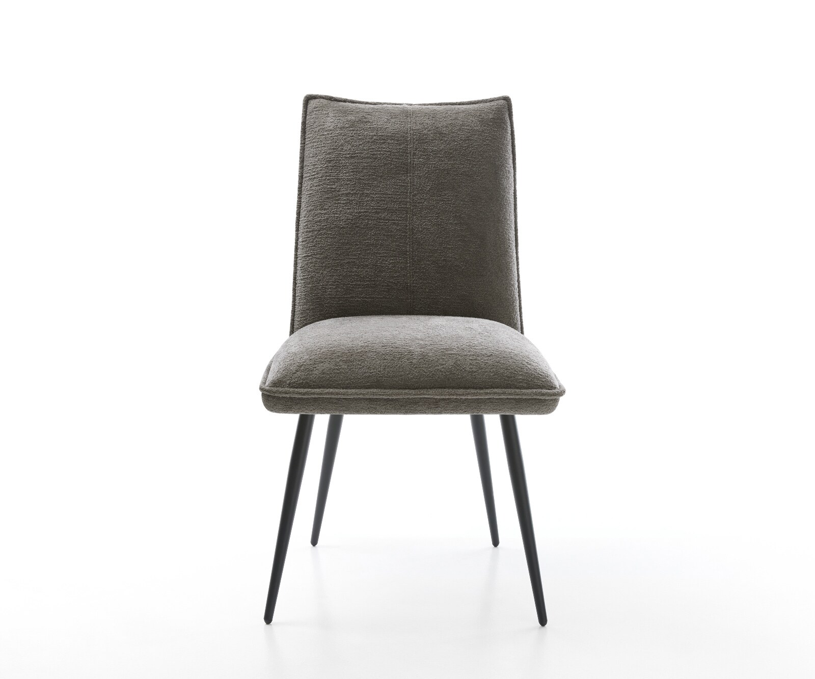 Chaise-de-salle-à-manger Lelio-Flex bouclé doux couleur boue 4 pieds coniques noir resorts ensachés 2