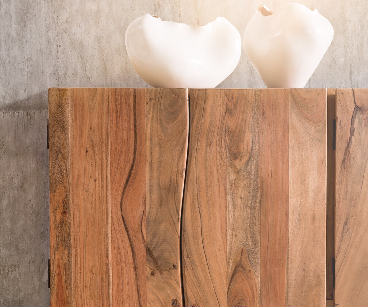 Sideboard Live-Edge 220 cm Akazie Natur massiv 6 Türen 4