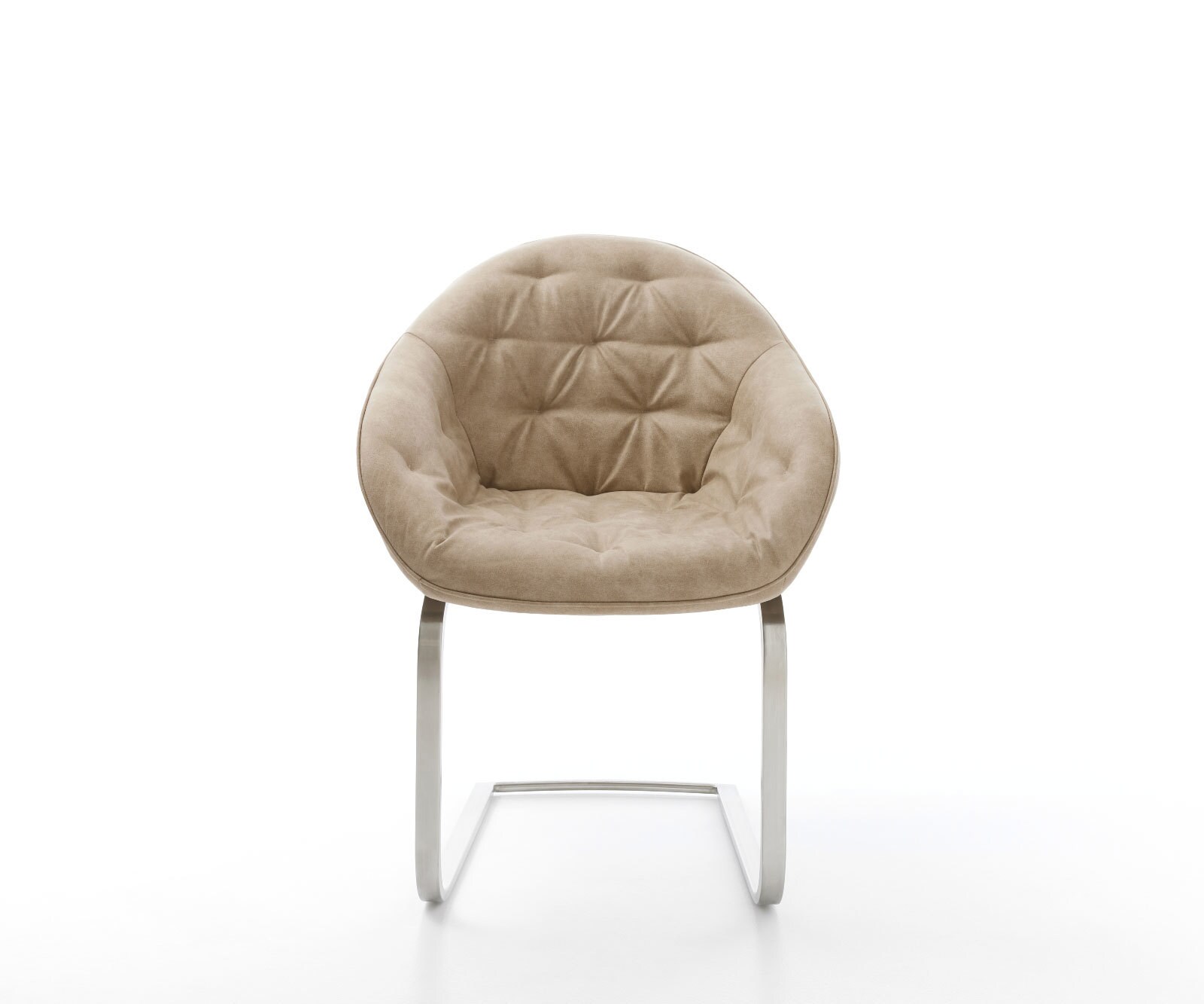 Freischwinger Gaio-Flex Mikrofaser Beige Vintage Freischwinger flach Edelstahl 1