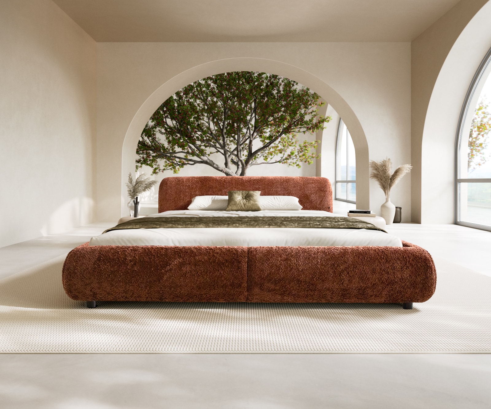 Polsterbettgestell Shona 180x200 cm Teddystoff Rost 1 Polsterbettgestell Shona 180x200 cm Teddystoff Rost 1