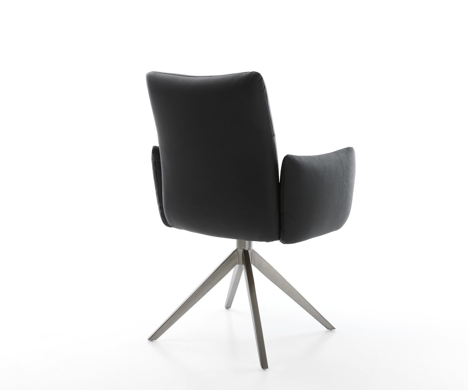 Chaise-pivotante Jova-Flex avec accoudoirs cuir de vache noir pied croisé large grafiete pivotement sur 360° fonction bascule ressorts ensachés 4