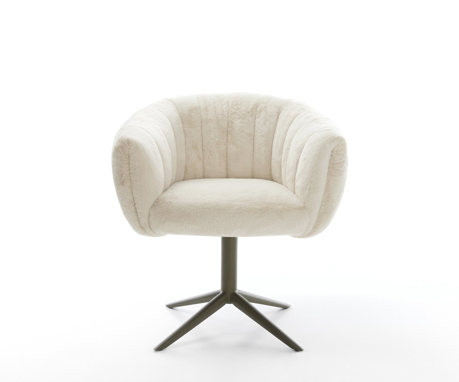 Drehstuhl Jada-Flex Plüsch Creme-Weiß Fußkreuz Effektfinish Titan 360° drehbar Wippfunktion Taschenfederkern 1