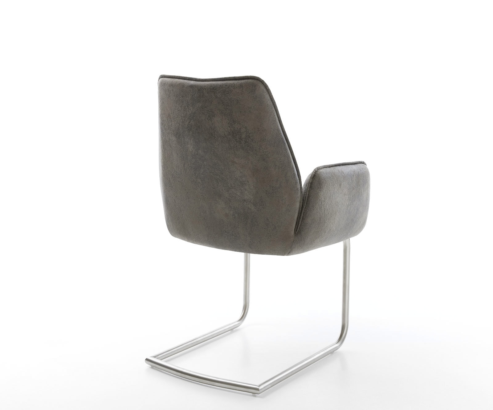 Cantilever Zoa-Flex microvelours gris antique pied cantilever rond acier inoxydable brossé ressorts ensachés 5