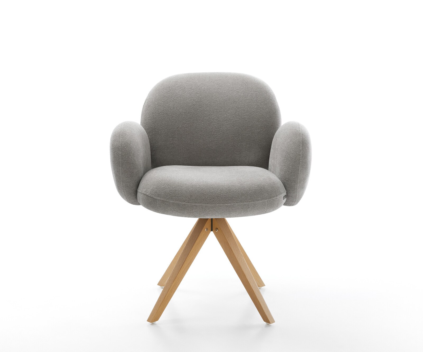 Drehstuhl Nube-Flex mit Armlehnen Strukturstoff Soft Grau Holzgestell kantig Natur 360° drehbar Taschenfederkern 2
