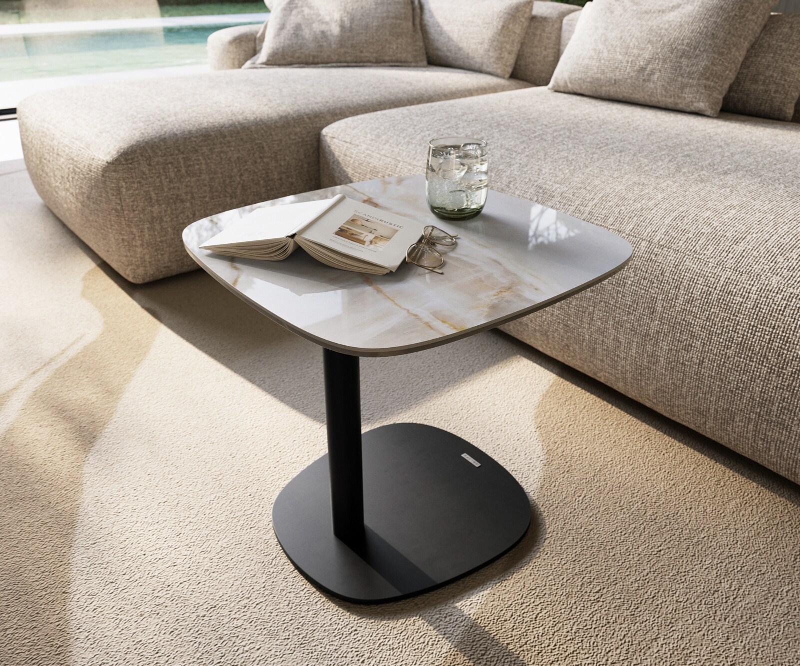 Beistelltisch Edge Boot 50x50 cm Keramik Onyx Pearl Eleny Metall Schwarz 6