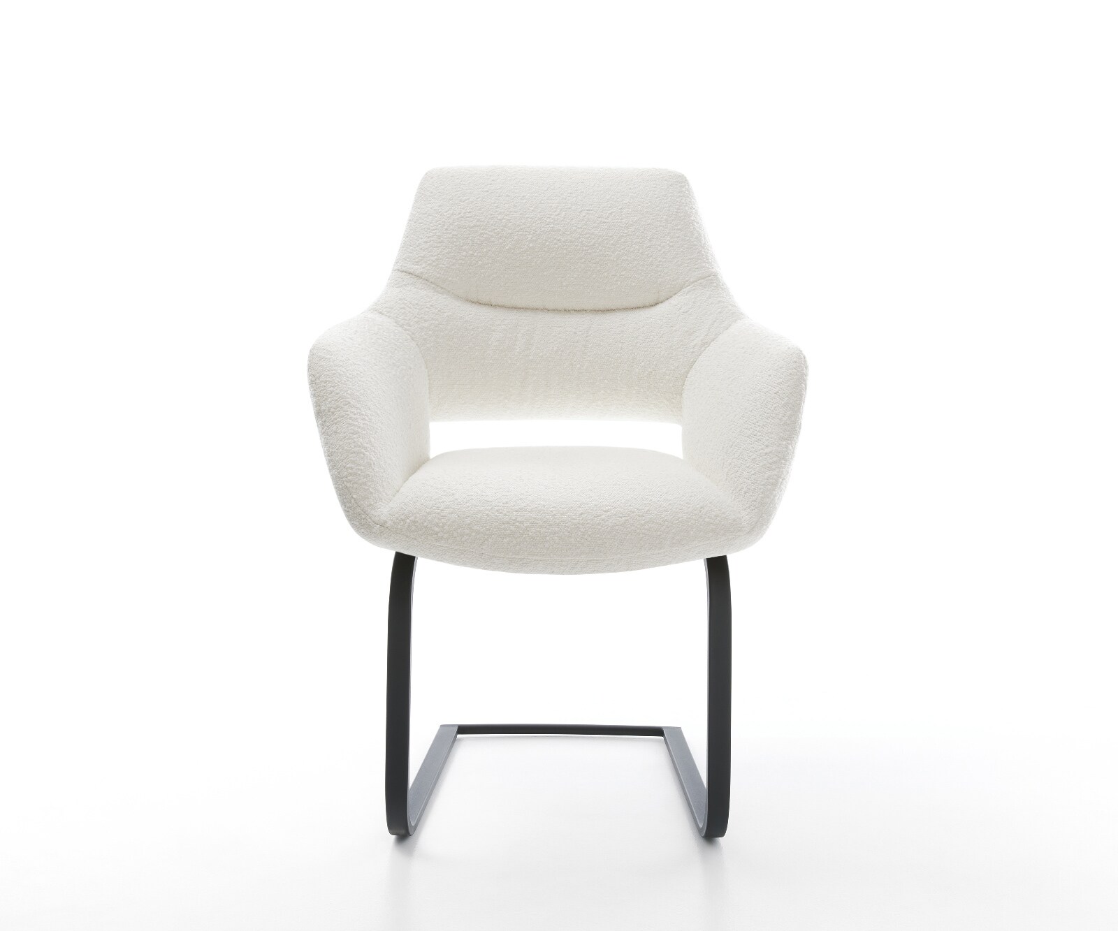 Cantilever Yago-Flex avec accoudoirs bouclé crème-blanc pied cantilever plat noir ressorts ensachés 5