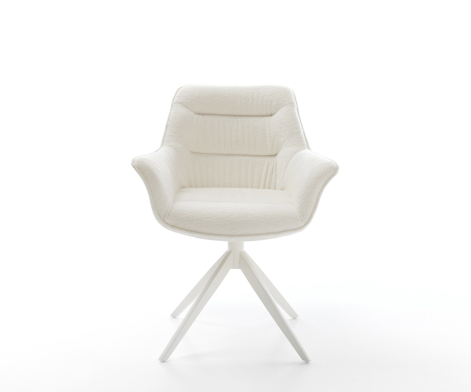 Chaise-pivotante Kaira-Flex bouclé doux beige pied croisé large blanc pivotement sur 360° fonction bascule 2
