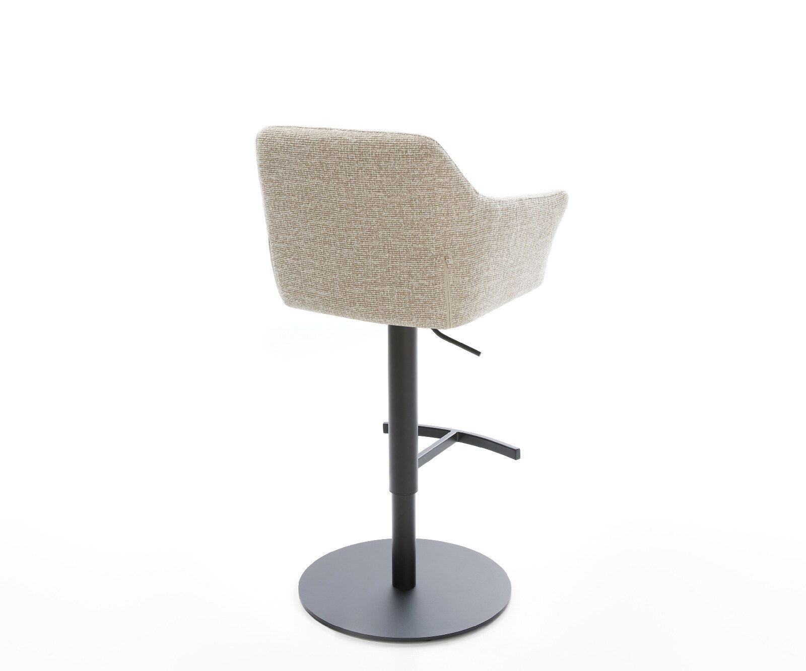 Chaise-de-bar Yulo-Flex Tissu tissé doux Beige Pied pivotant réglable en hauteur Noir Noir 4