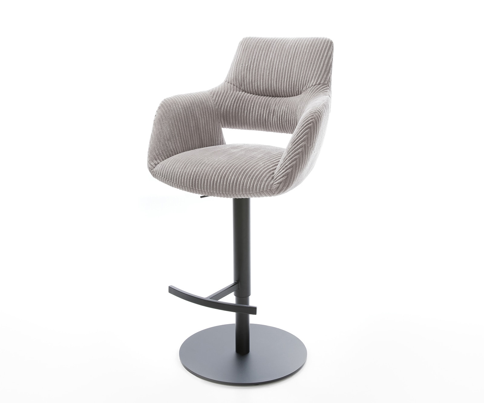 Barstuhl Yago-Flex Cord Silbergrau Drehfuß höhenverstellbar Metall Schwarz drehbar Taschenfederkern Barstuhl Yago-Flex Cord Silbergrau Drehfuß höhenverstellbar Metall Schwarz drehbar Taschenfederkern