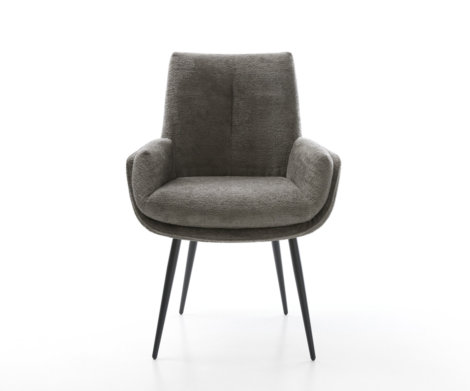 Chaise-de-salle-à-manger Clea-Flex bouclé doux couleur boue 4 pieds coniques noir 1