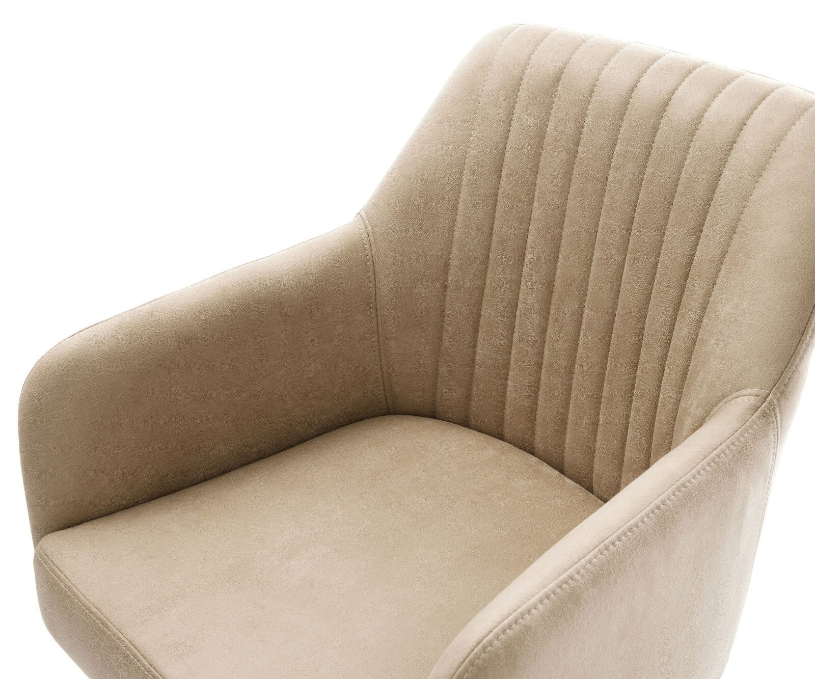 Cantilever Greg-Flex microvelours beige vintage pied cantilever rond acier inoxydable brossé ressorts ensachés 3