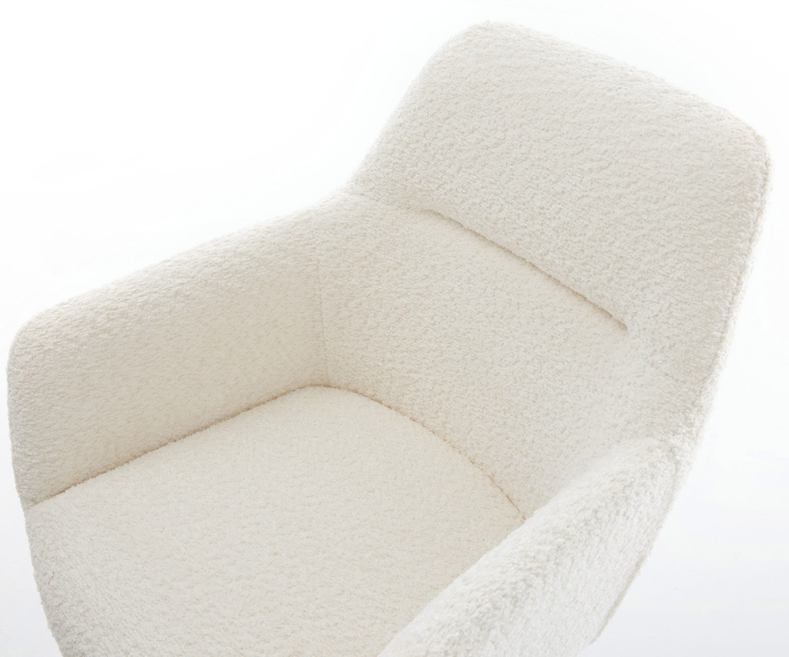 Chaise-de-salle-à-manger Pejo-Flex bouclé blanc 4 pieds coniques acier inoxydable brossé ressorts ensachés 4