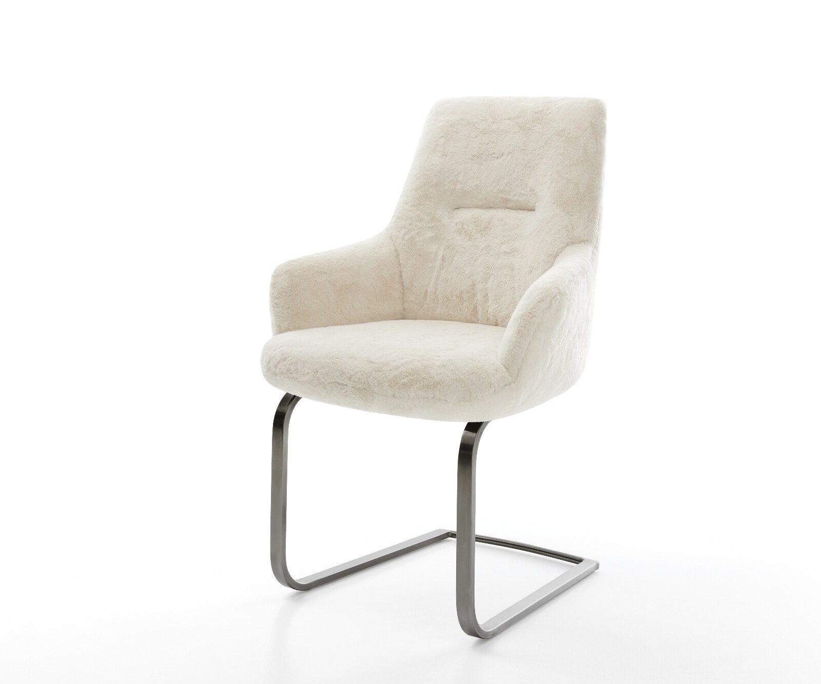 Cantilever Zelia-Flex avec accoudoirs peluche crème-blanc pied cantilever plat grafiete ressorts ensachés 1