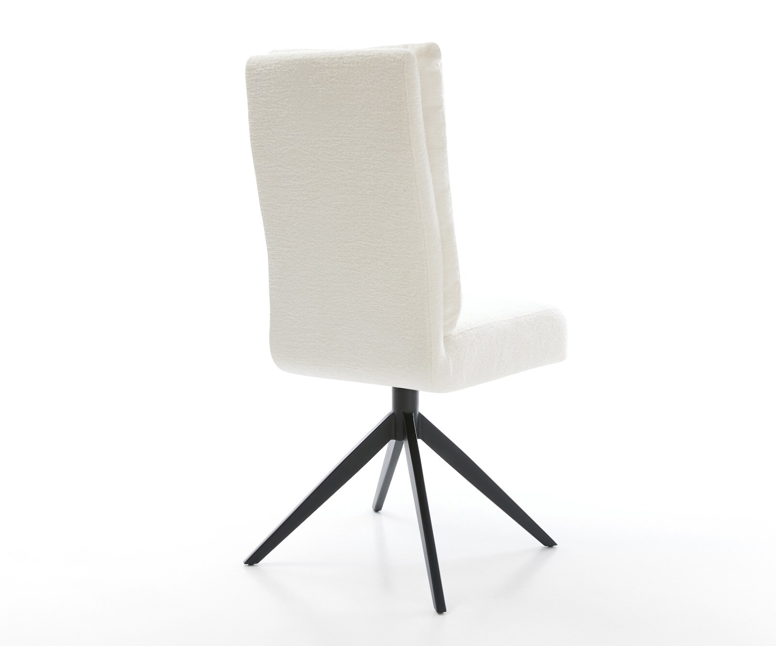 Drehstuhl Pela-Flex Bouclé Soft Beige Kreuzgestell breit Schwarz 360° drehbar Wippfunktion Taschenfederkern 4