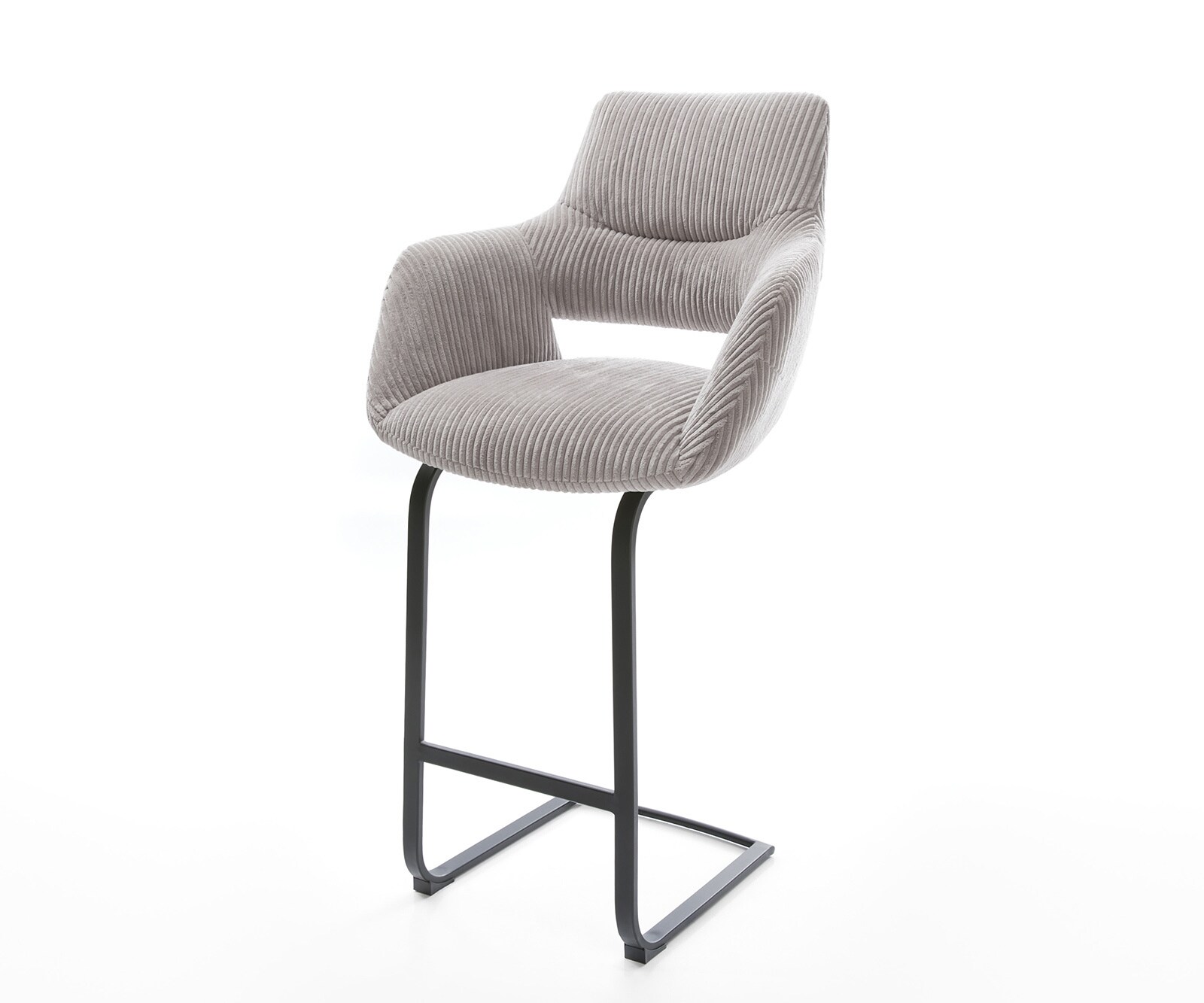 Barstuhl Yago-Flex Cord Silbergrau Freischwinger flach Metall Schwarz Taschenfederkern Barstuhl Yago-Flex Cord Silbergrau Freischwinger flach Metall Schwarz Taschenfederkern