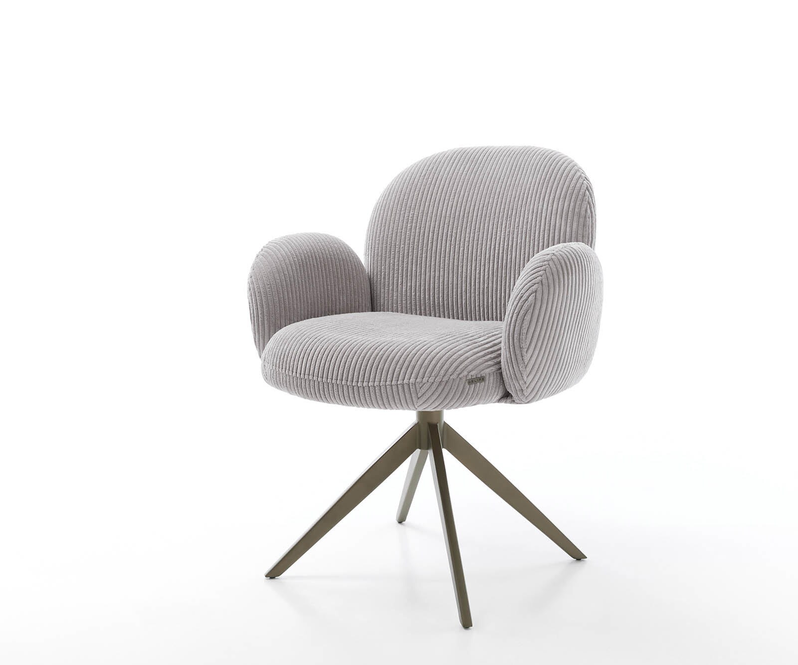 Drehstuhl Nube-Flex mit Armlehnen Cord Silbergrau Kreuzgestell breit Effektfinish Titan 360° drehbar Taschenfederkern 1