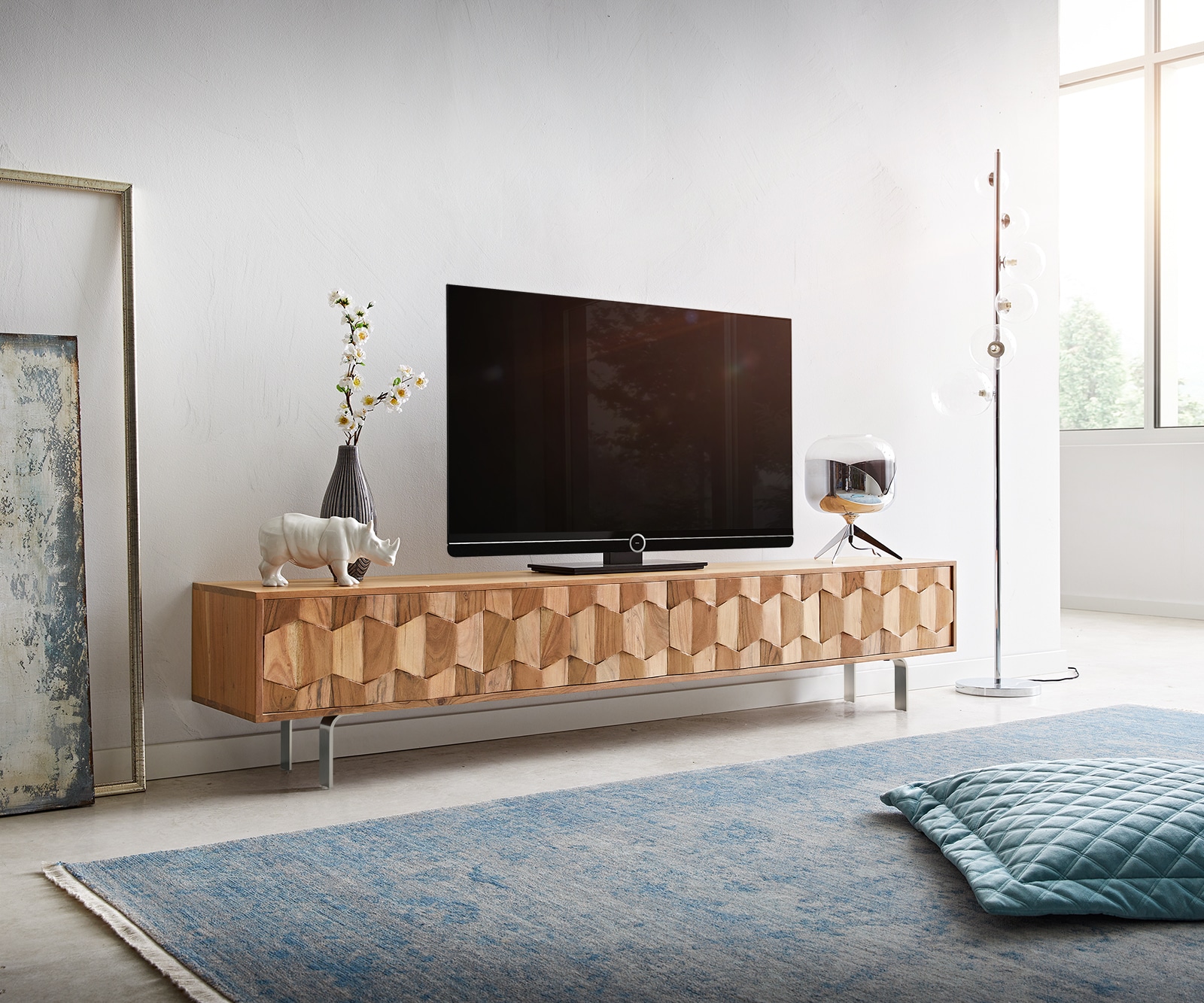 Buffet bas Fevo 200 cm acacia nature 4 portes Pied-L Buffet bas Fevo 200 cm acacia nature 4 portes Pied-L