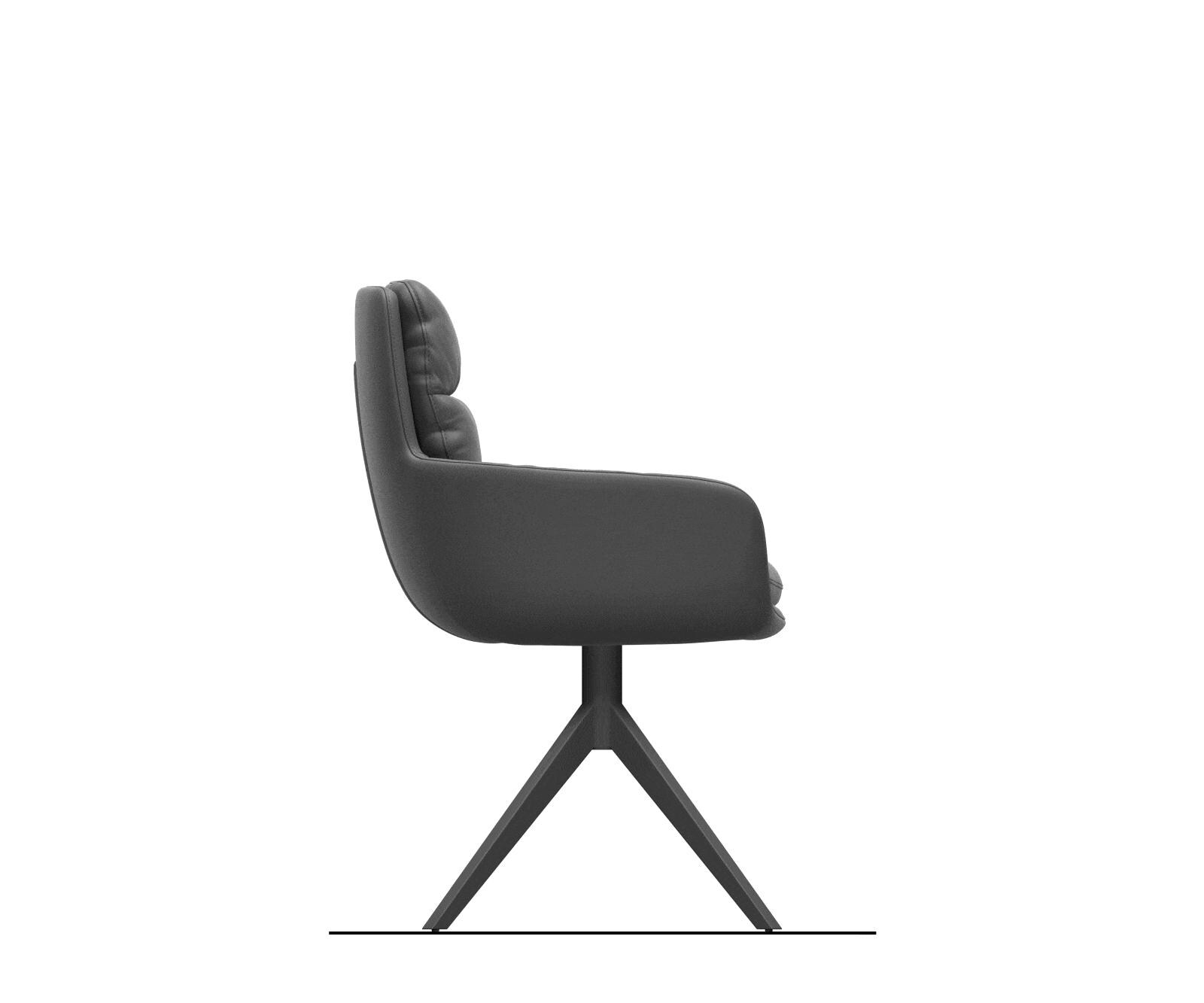 Chaise-pivotante Abelia-Flex avec accoudoirs tissu mixte couleur boue pied croisé large acier inoxydable brossé pivotement sur 360° fonction bascule 8