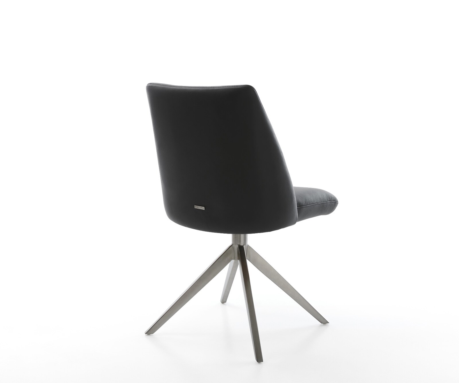 Chaise-pivotante Elso-Flex cuir de vache noir pied croisé large grafiete pivotement sur 360° fonction bascule ressorts ensachés 4