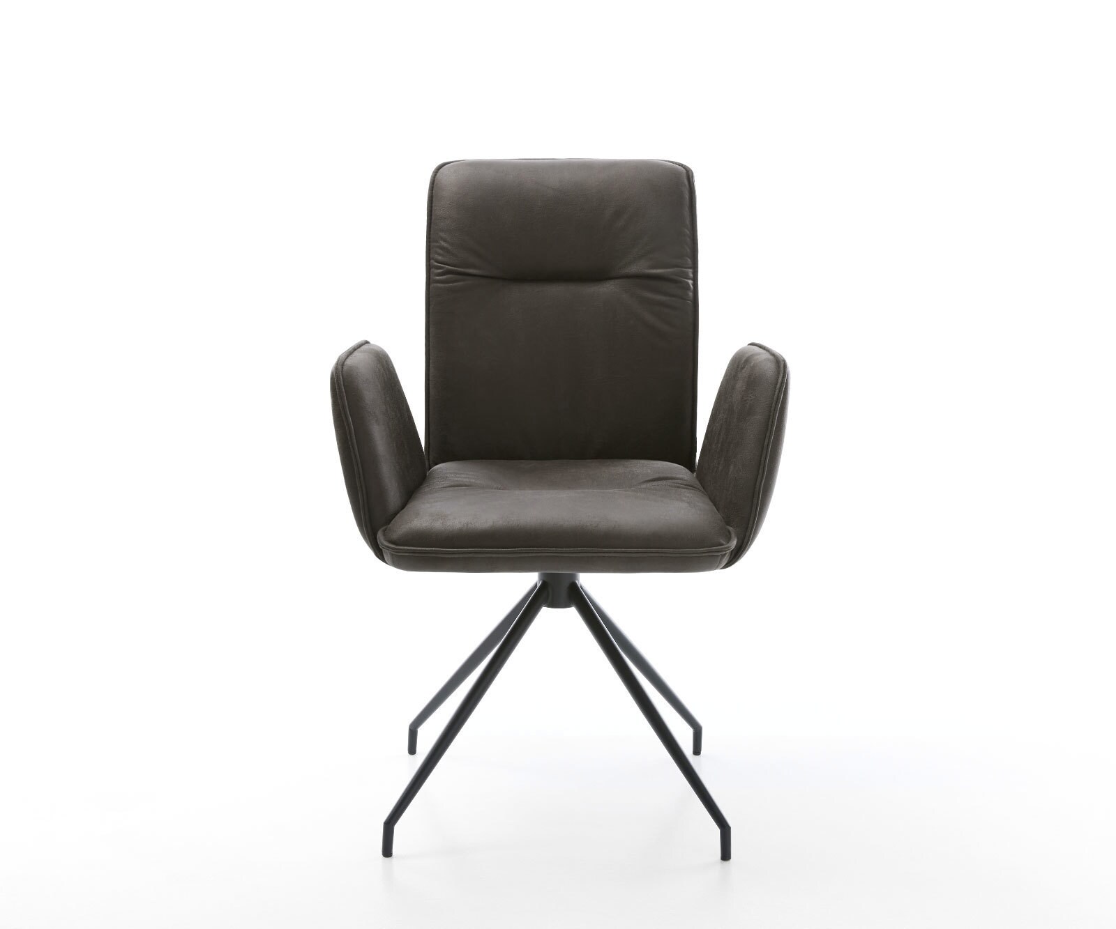 Chaise-de-salle-à-manger Vinja-Flex microvelours anthracite vintage pied croisé conique noir 1