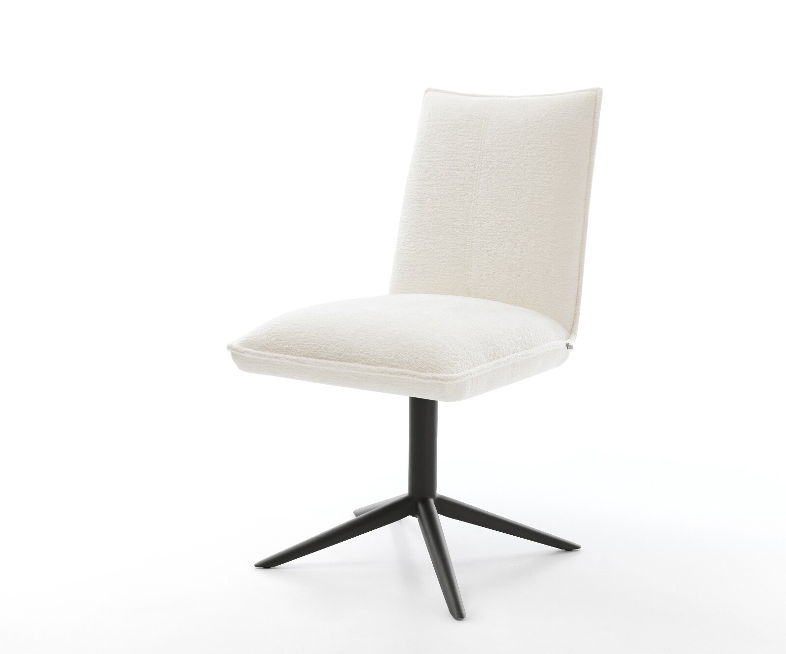 Drehstuhl Lelio-Flex Bouclé Soft Beige Fußkreuz Schwarz 360° drehbar Wippfunktion Taschenfederkern