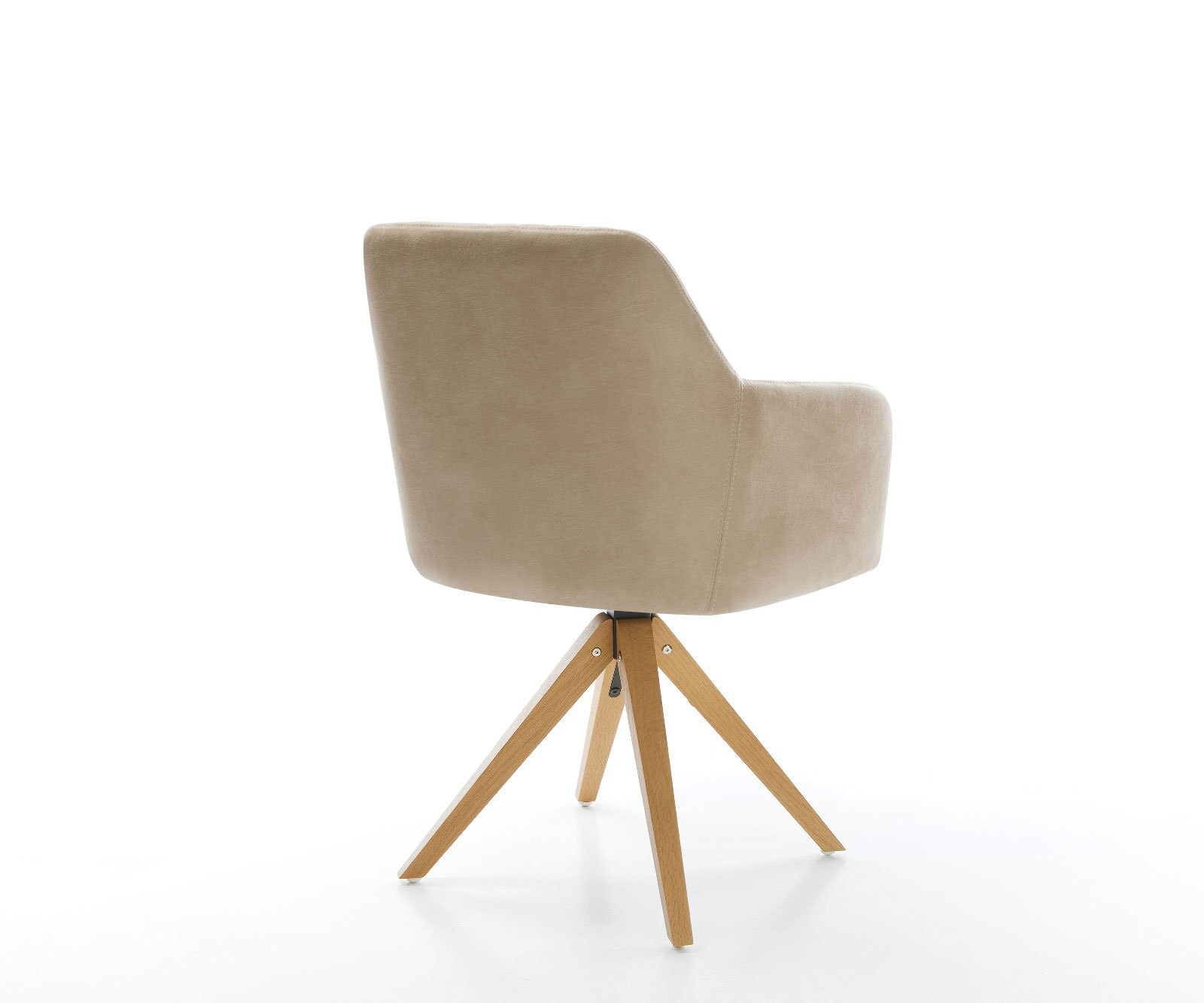 Chaise-de-salle-à-manger Greg-Flex microvelours beige vintage pied en bois angulaire naturel ressorts ensachés 4