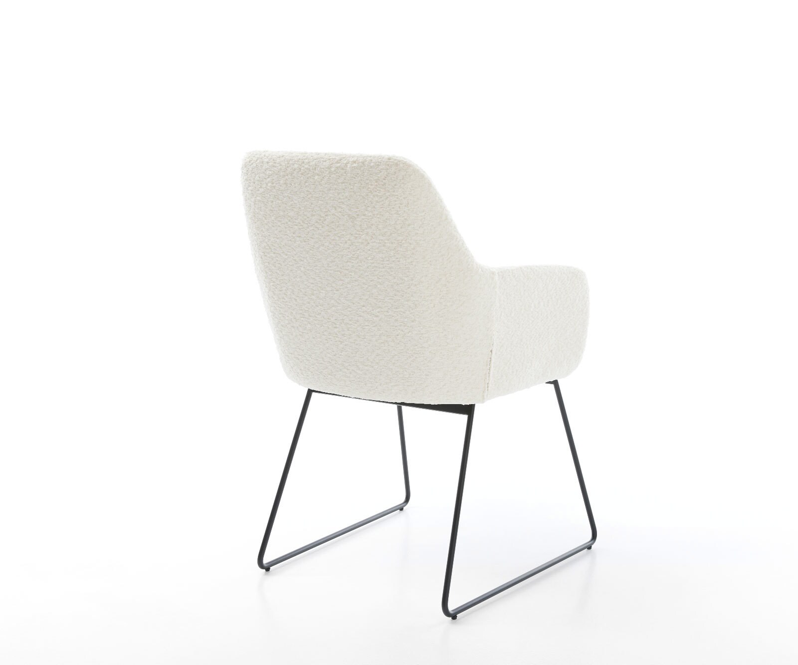 Chaise-de-salle-à-manger Pejo-Flex bouclé blanc pied trapèze noir ressorts ensachés 4
