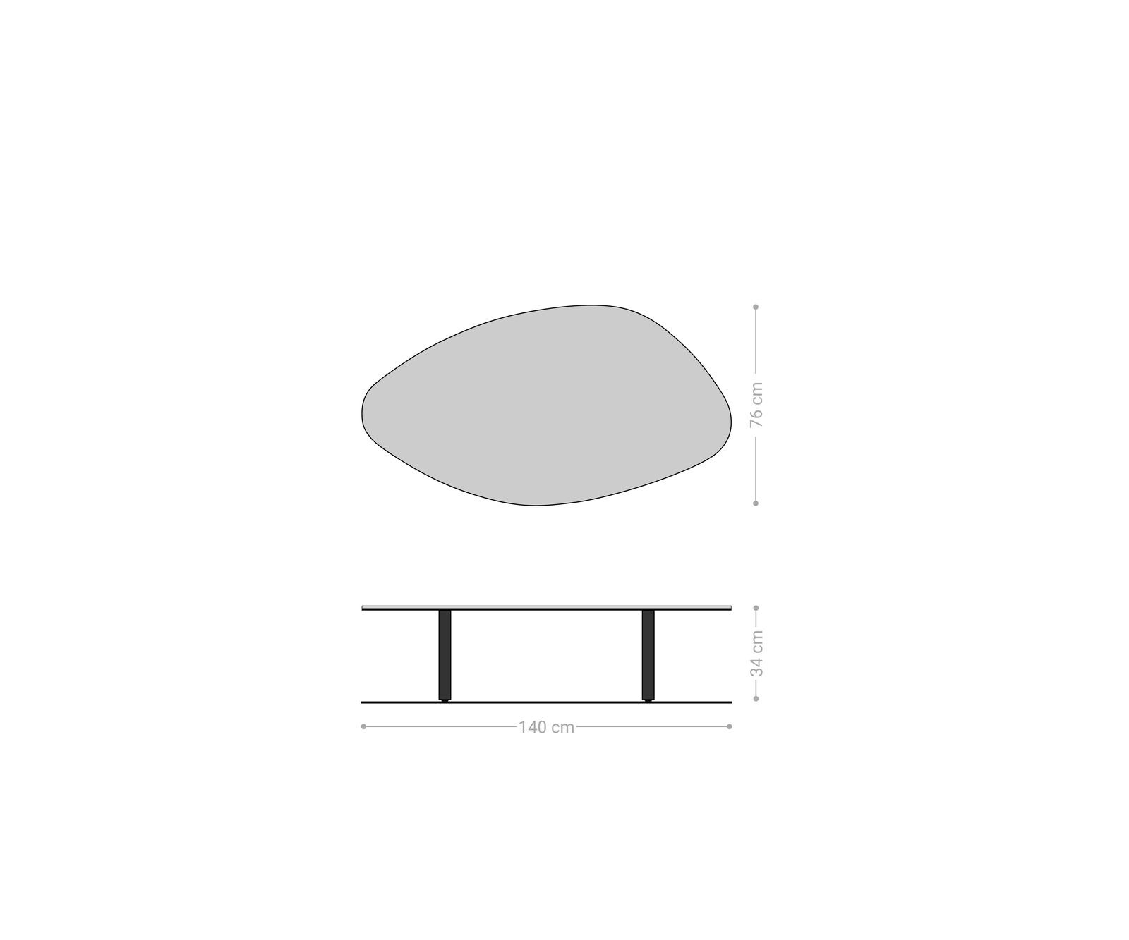 Couchtisch Edge Organisch 140x76 cm Keramik Onyx Pearl Ovada Effektfinish Titan 8