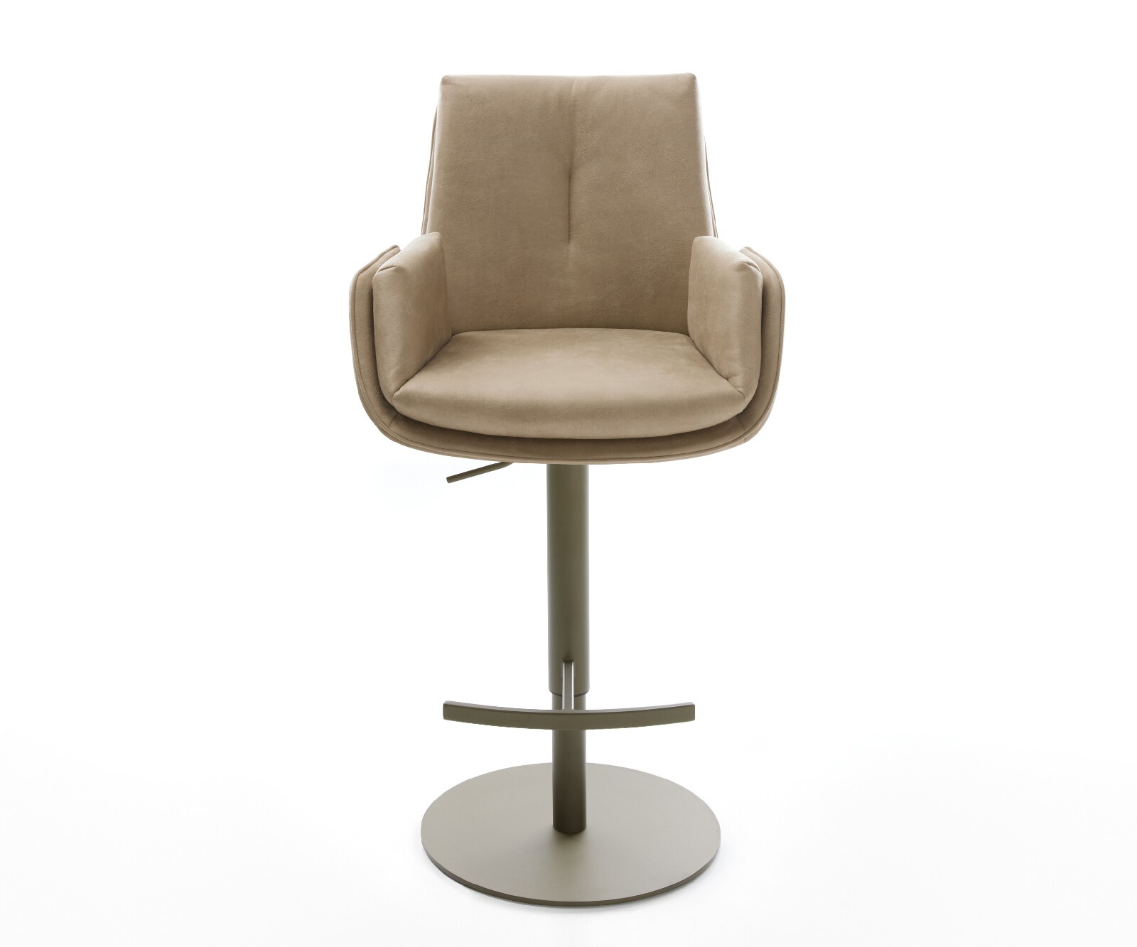 Barstuhl Clea-Flex Mikrofaser Beige Vintage Drehfuß höhenverstellbar Metall Titanfarben 1