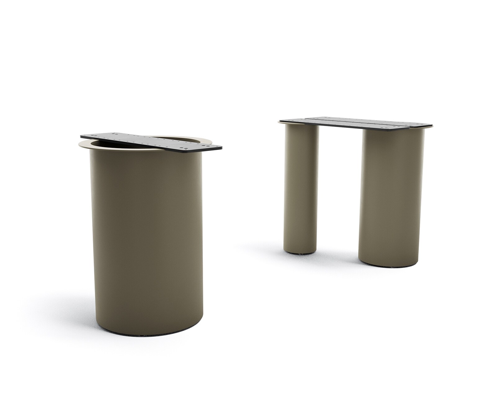 Piètement de table Troa acier inoxydable or/noir pour plateaux à partir de 200 cm