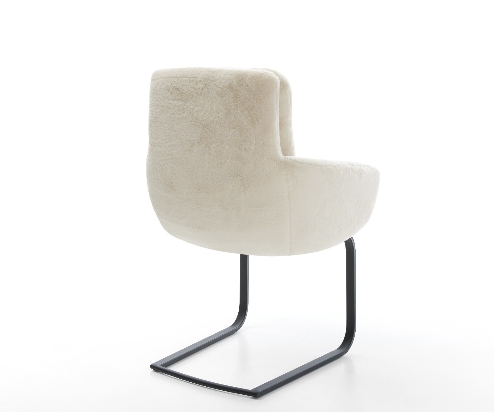 Cantilever Abelia-Flex avec accoudoirs peluche crème-blanc pied cantilever plat noir 5
