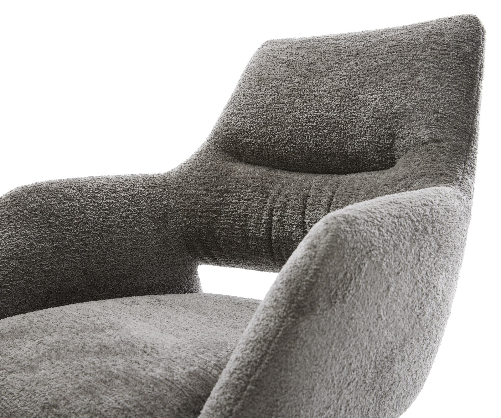 Drehstuhl Yago-Flex mit Armlehnen Bouclé Soft Schlamm Holzgestell kantig Natur 360° drehbar Taschenfederkern 4