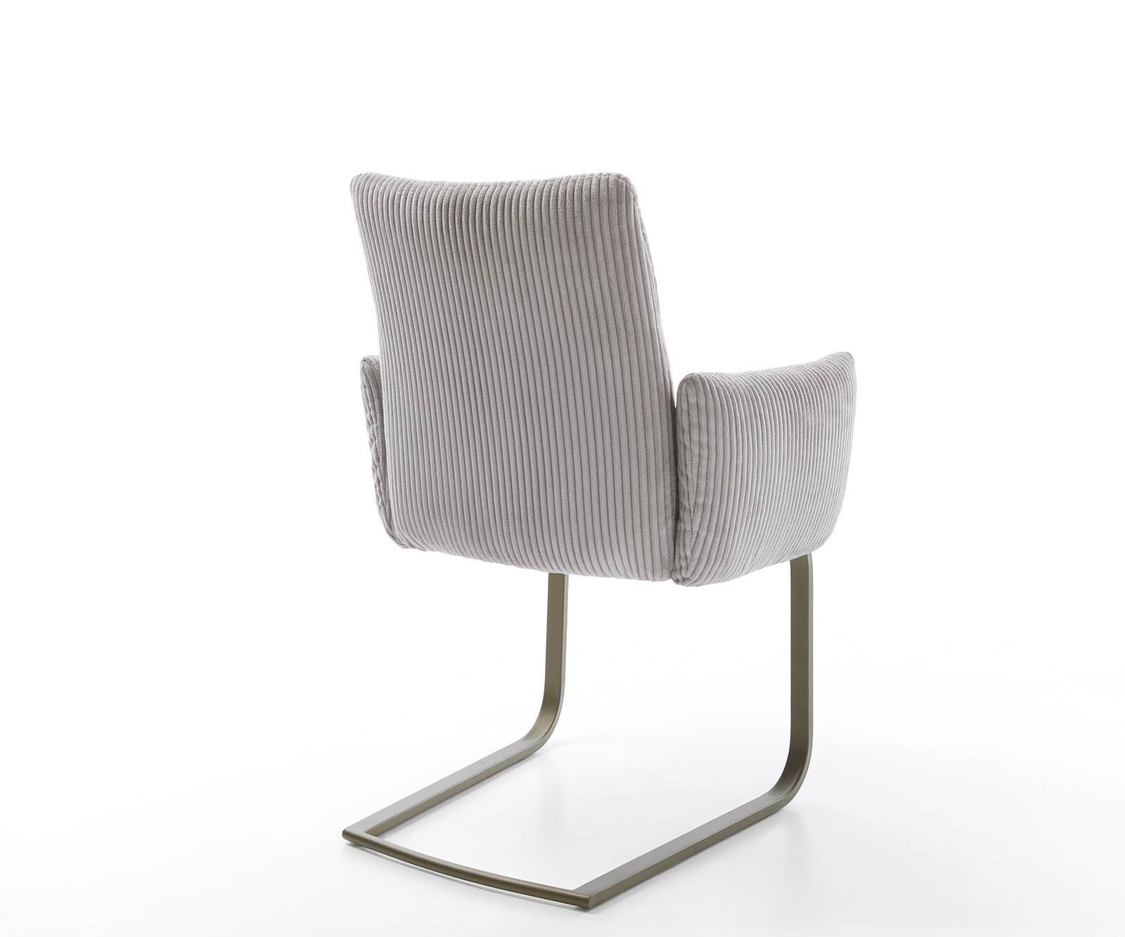 Freischwinger Jova-Flex mit Armlehnen Cord Silbergrau Freischwinger flach Effektfinish Titan Taschenfederkern 4