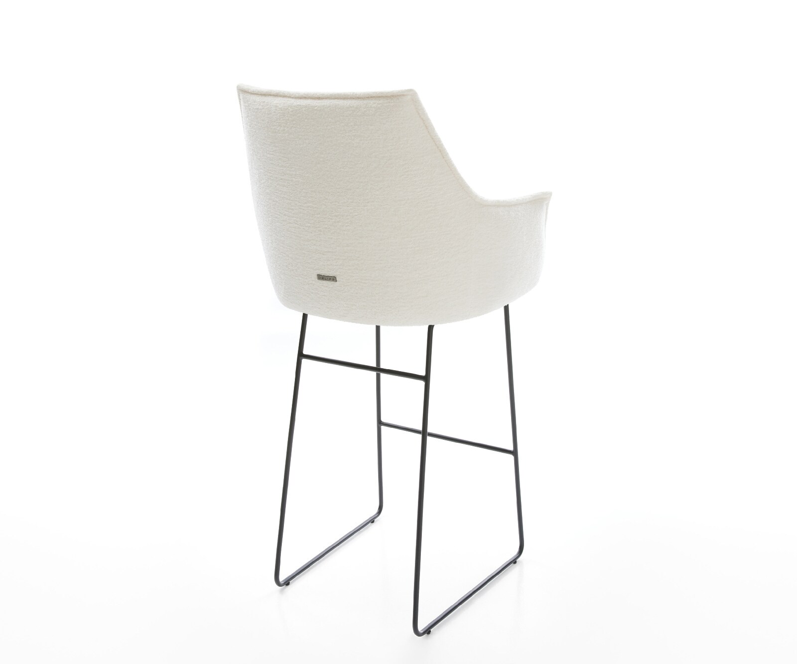 Chaise-de-bar Alja-Flex Bouclé doux Beige Pied trapèze noir Noir Ressort ensaché 5