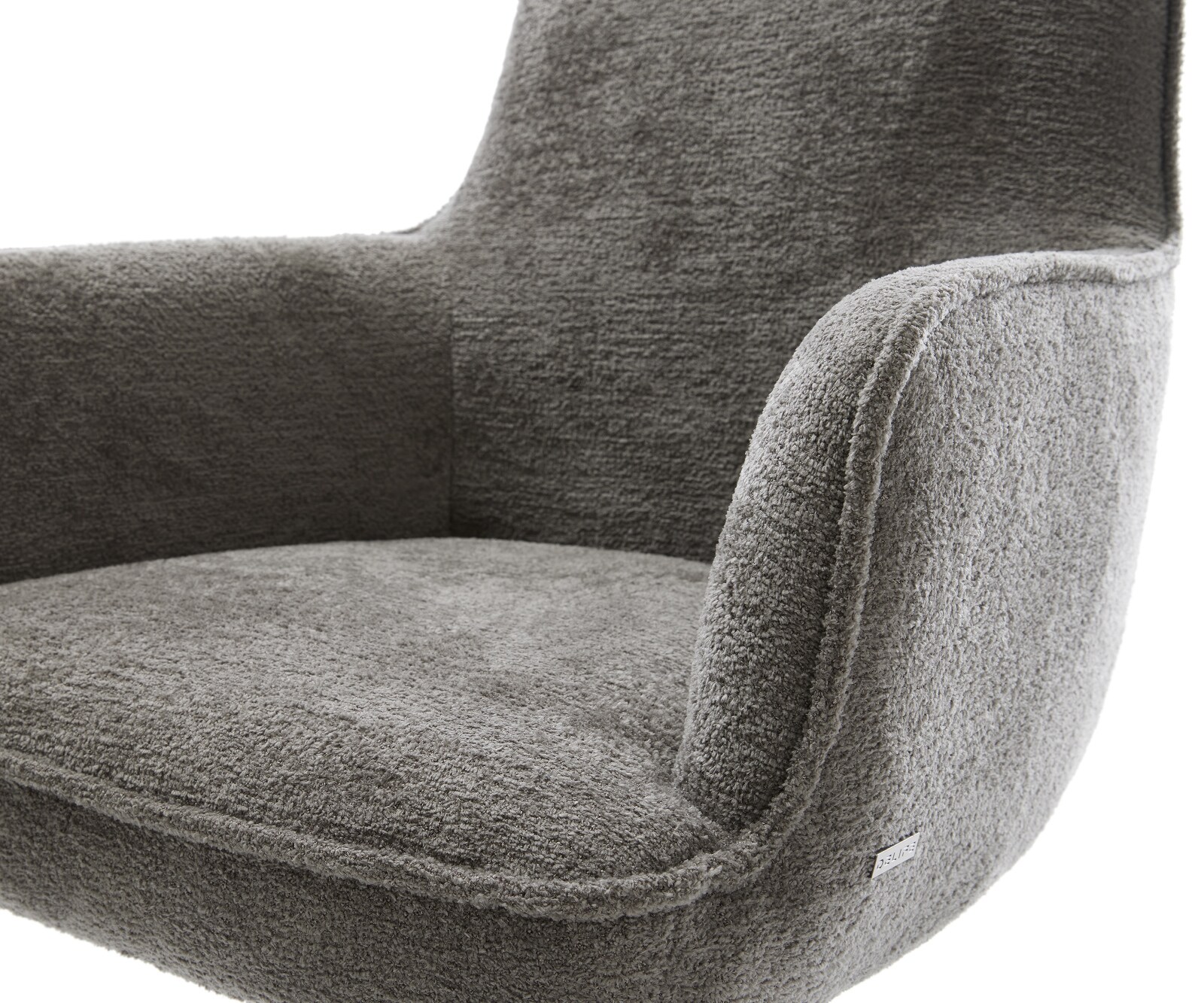 Freischwinger Heira-Flex mit Armlehnen Bouclé Soft Schlamm Freischwinger flach Effektfinish Titan Taschenfederkern 3